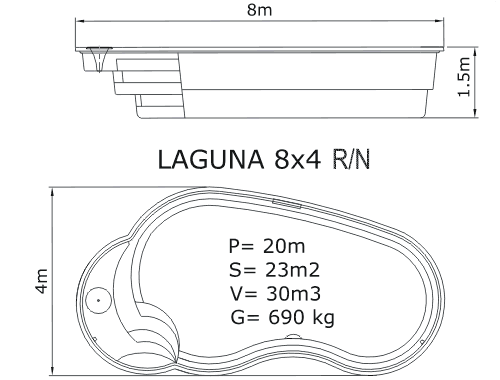 Piscina Laguna 8 x 4 R